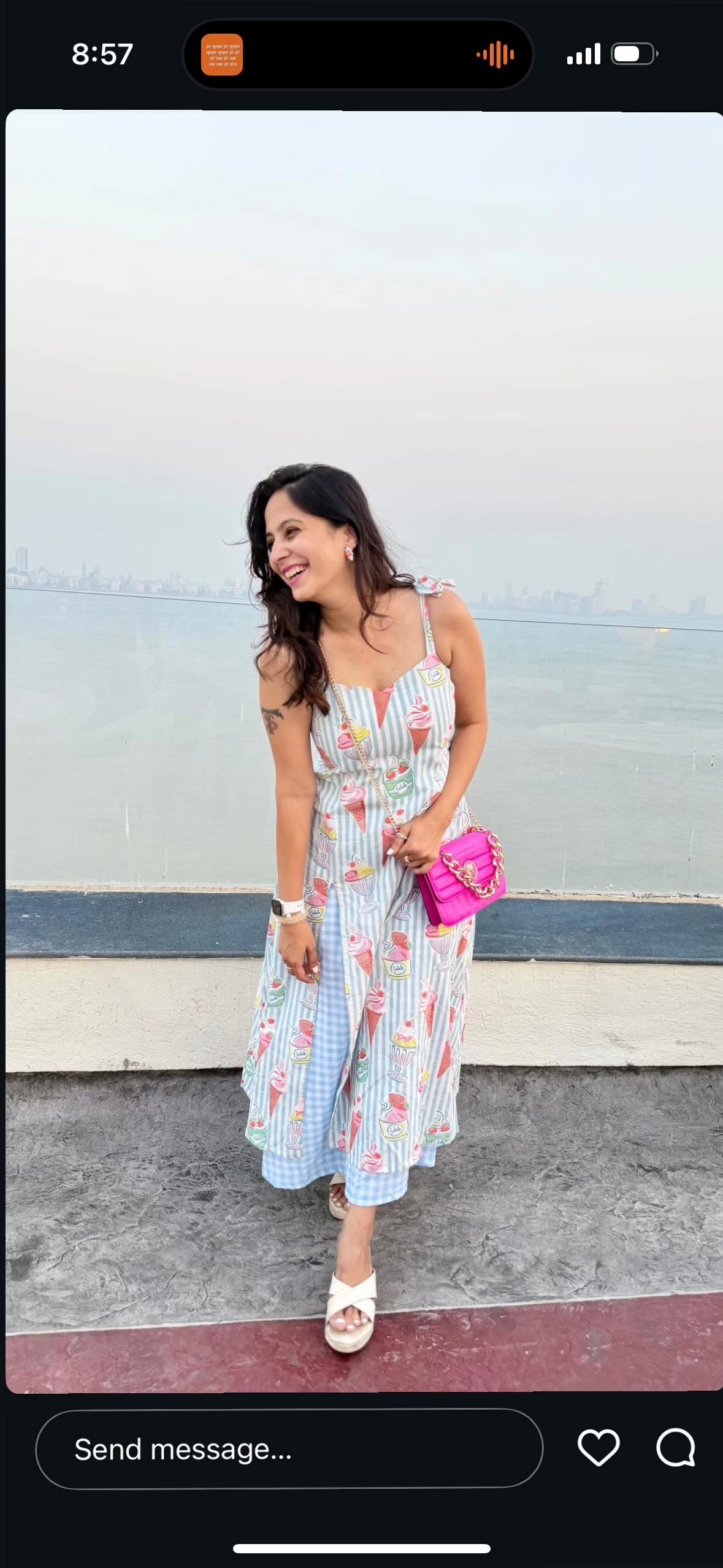 Striped and gingham printed dress