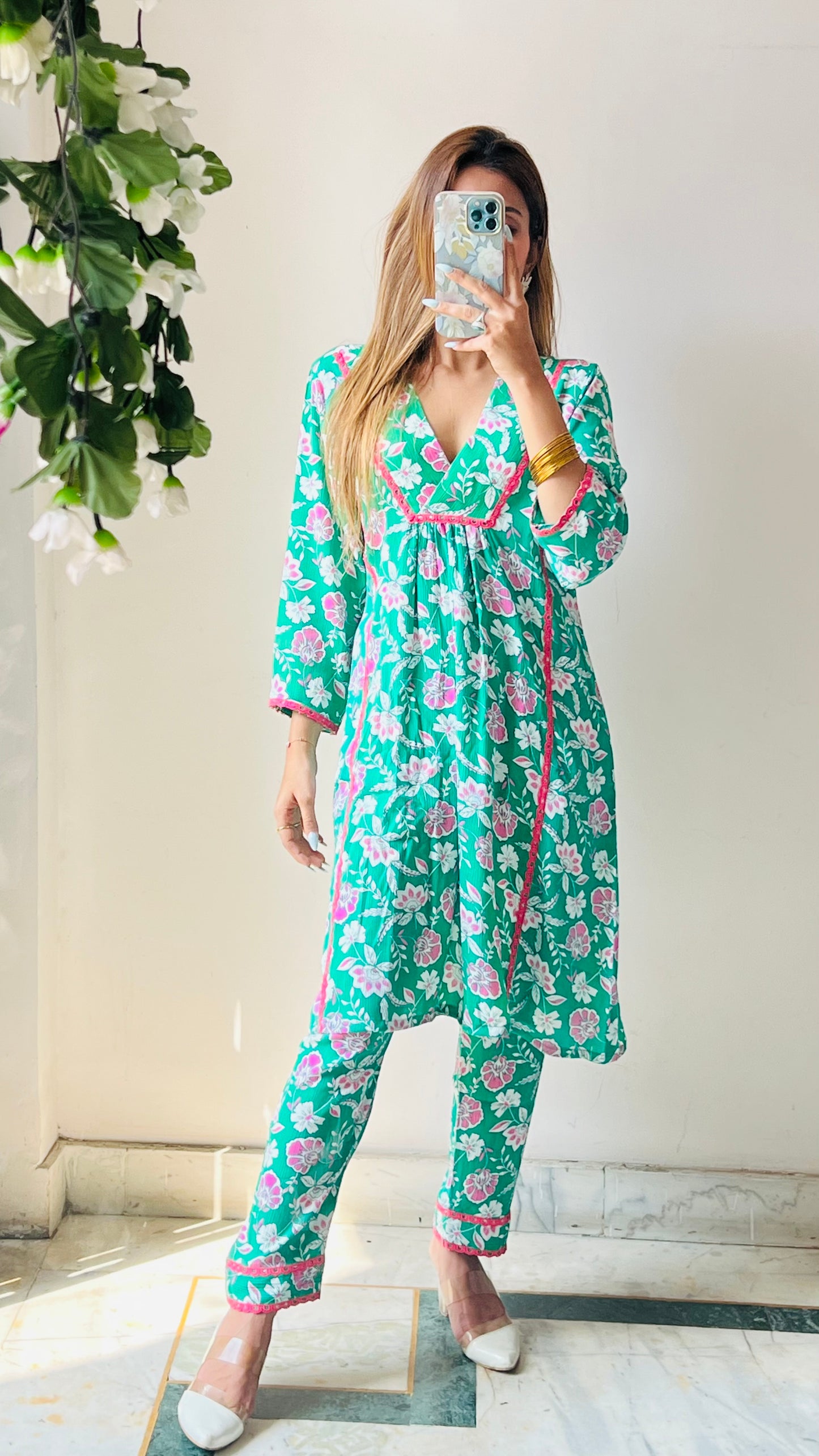 Green printed Cord set