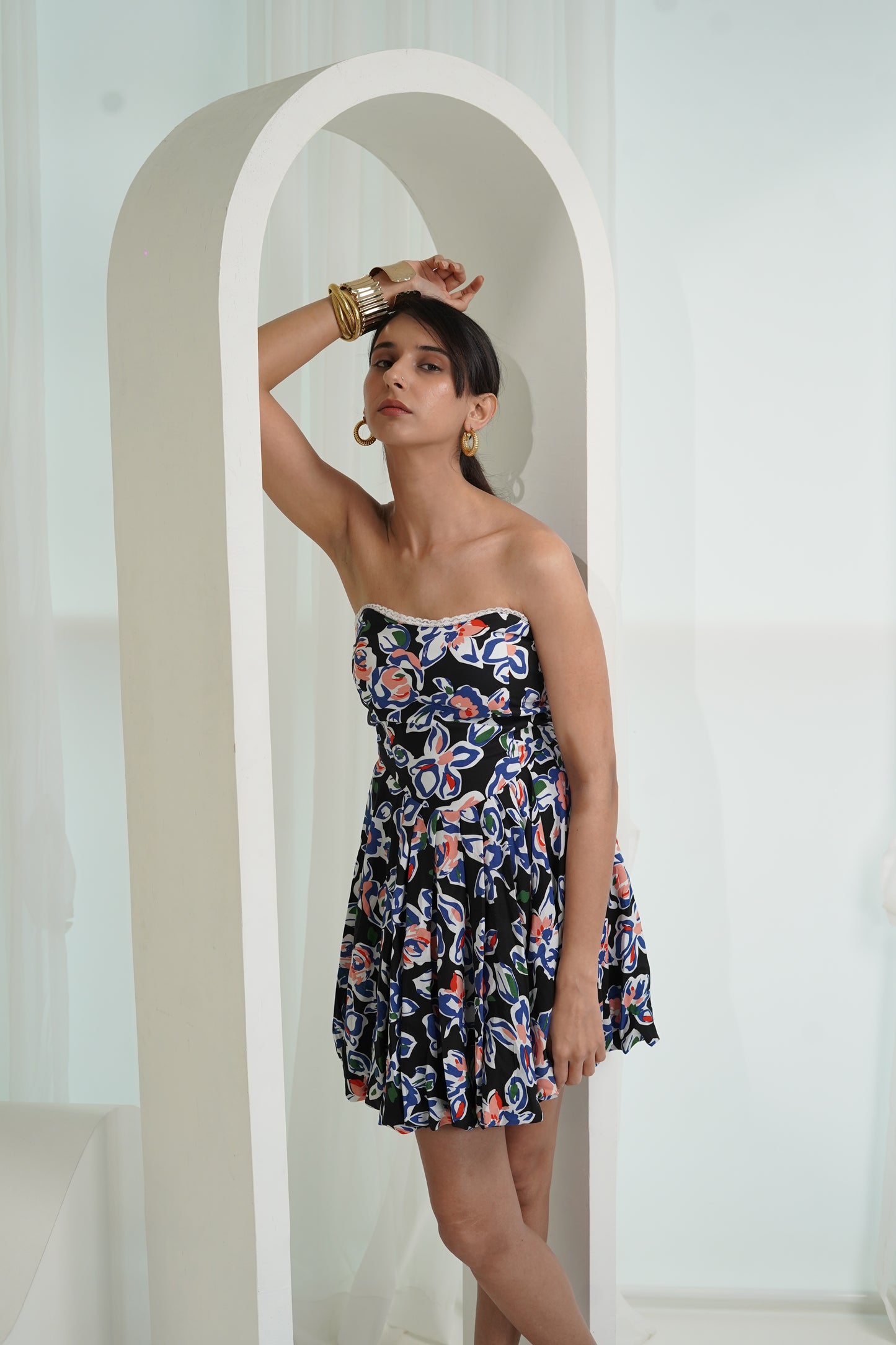 Bubble flower short dress