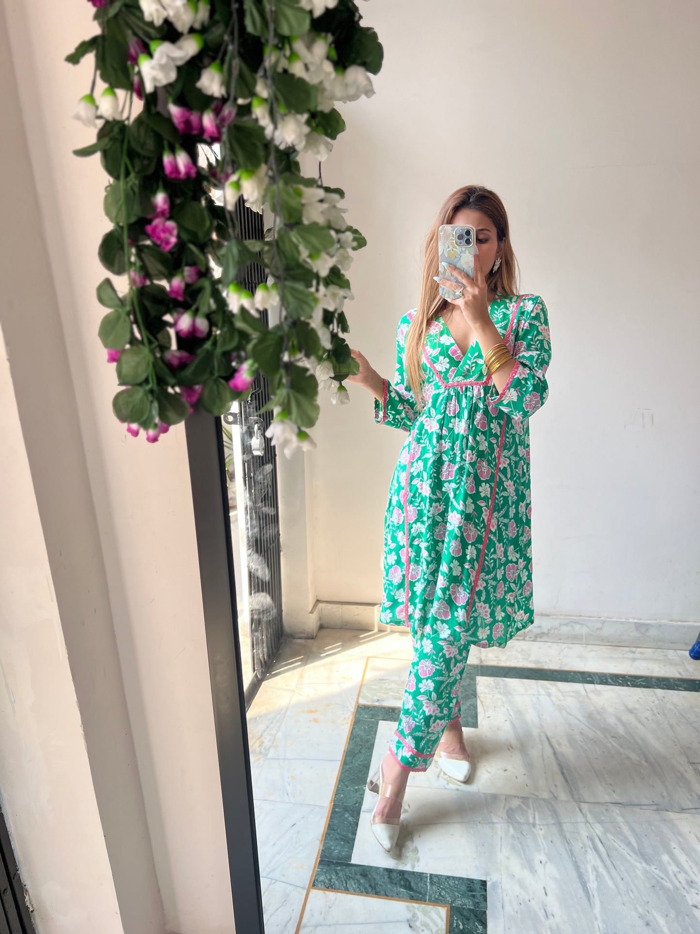 Green printed Cord set
