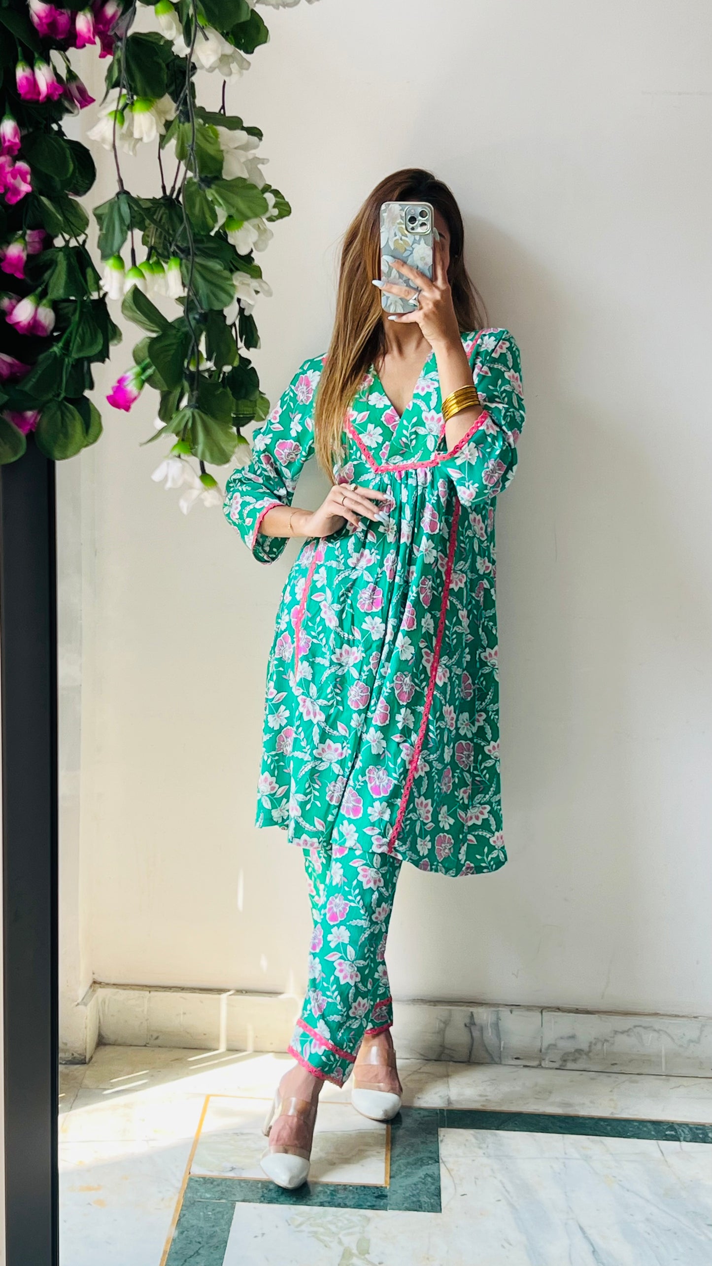 Green printed Cord set