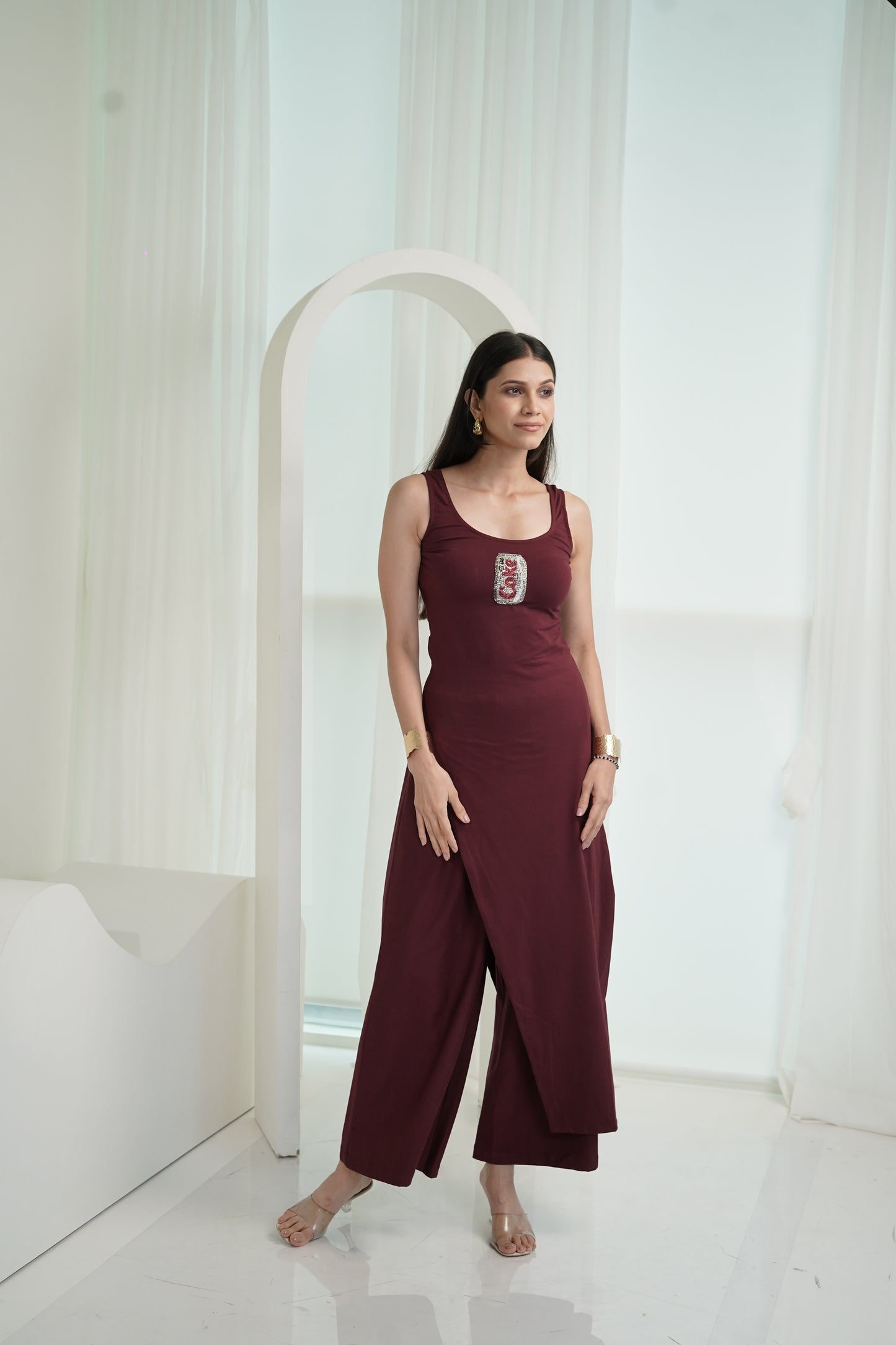 Diet Coke burgundy Cut Tank Set
