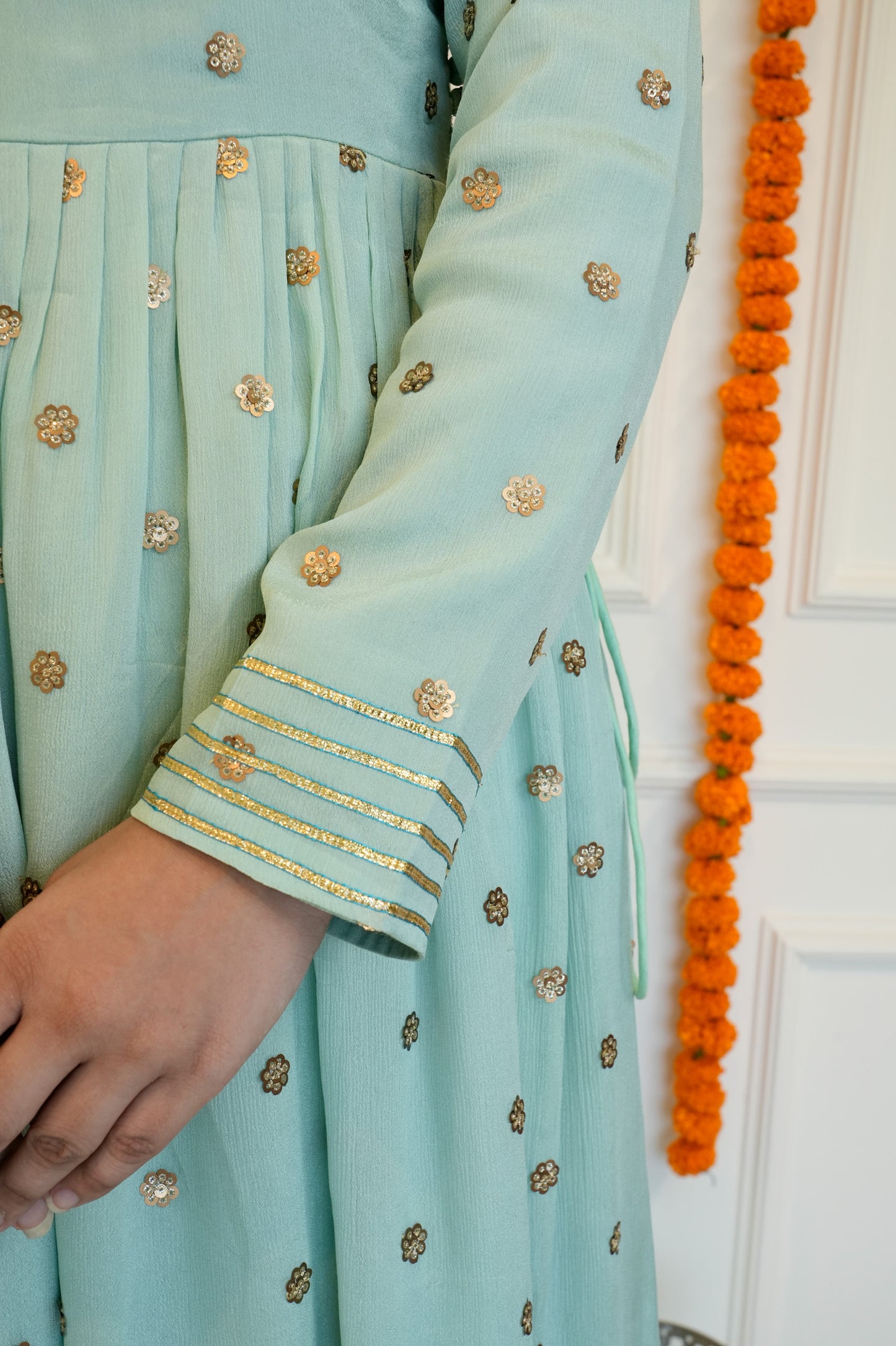 Sea Blue Anarkali set