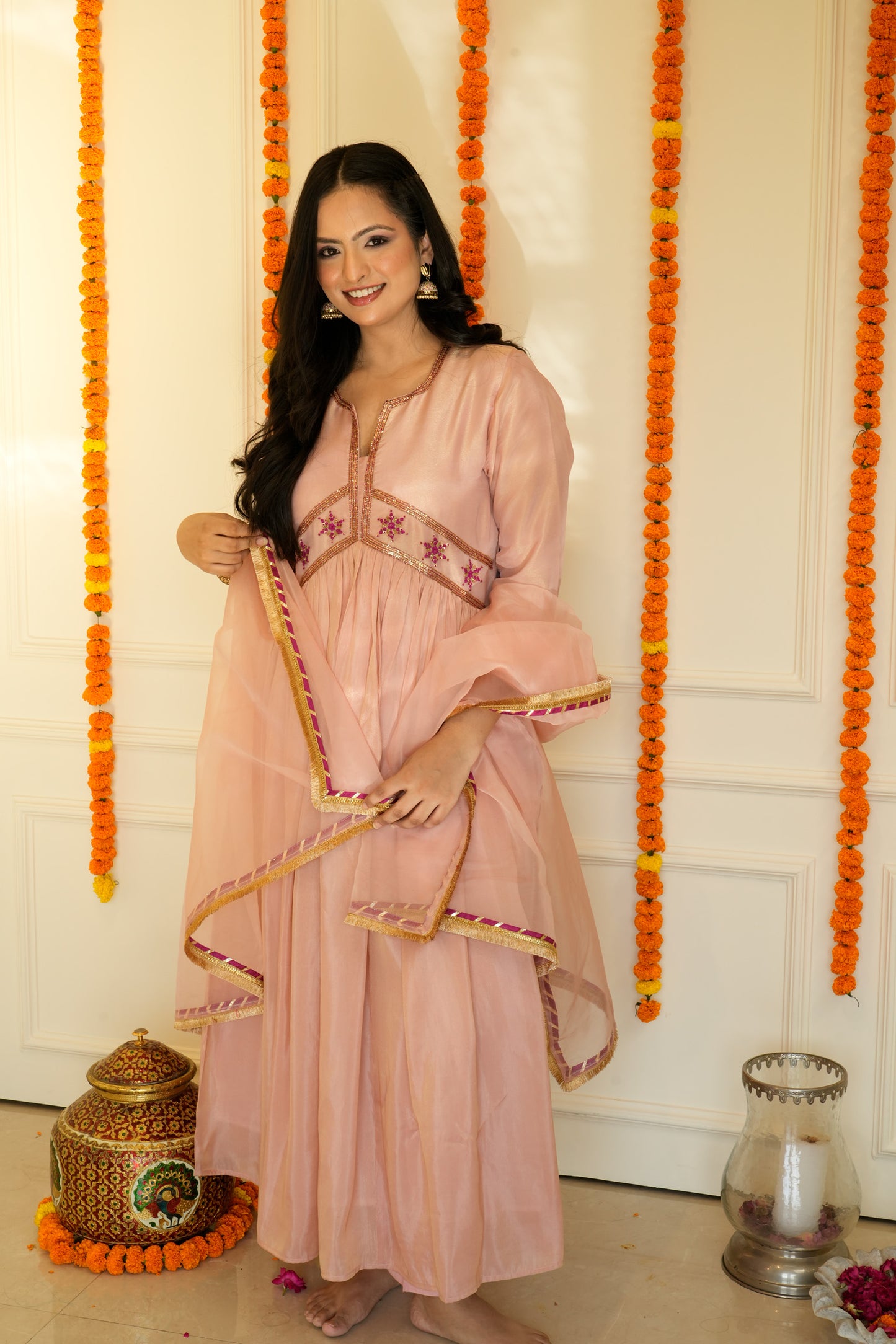 Pink Anarkali set