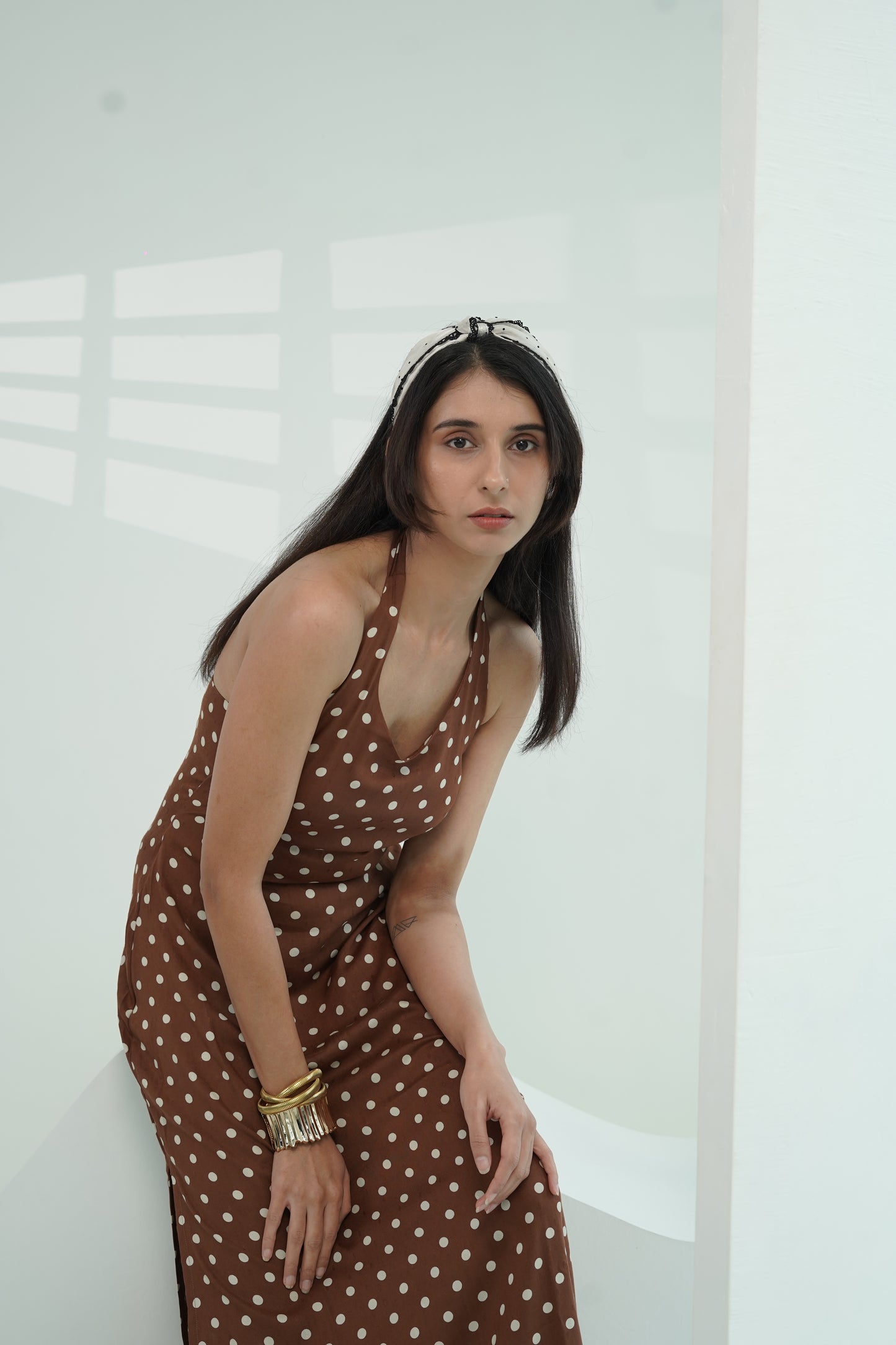 Brownie polka dot halter dress