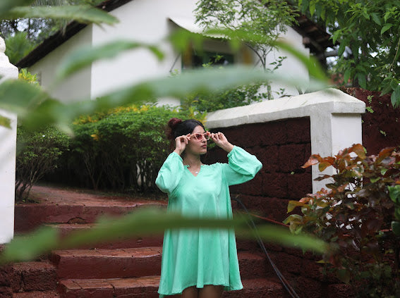 Bright green dress