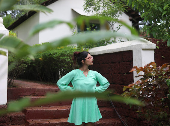 Bright green dress
