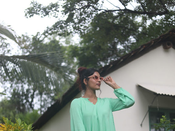 Bright green dress