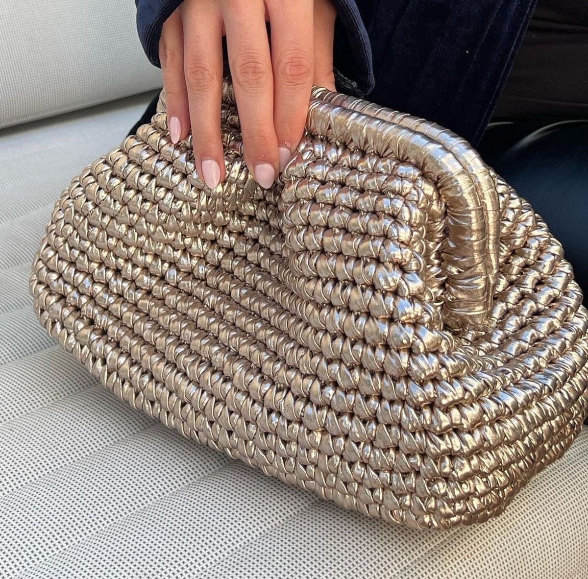 Bottega gold metallic clutch bag