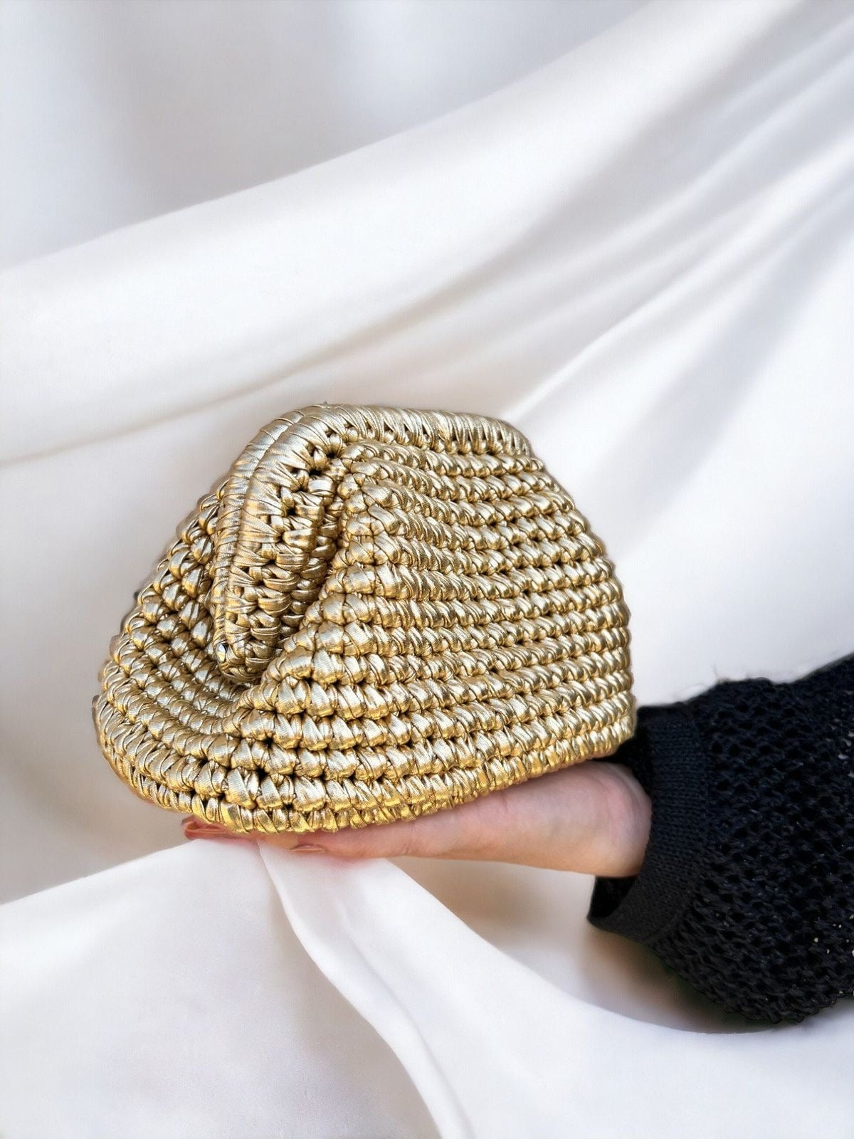 Bottega gold metallic clutch bag
