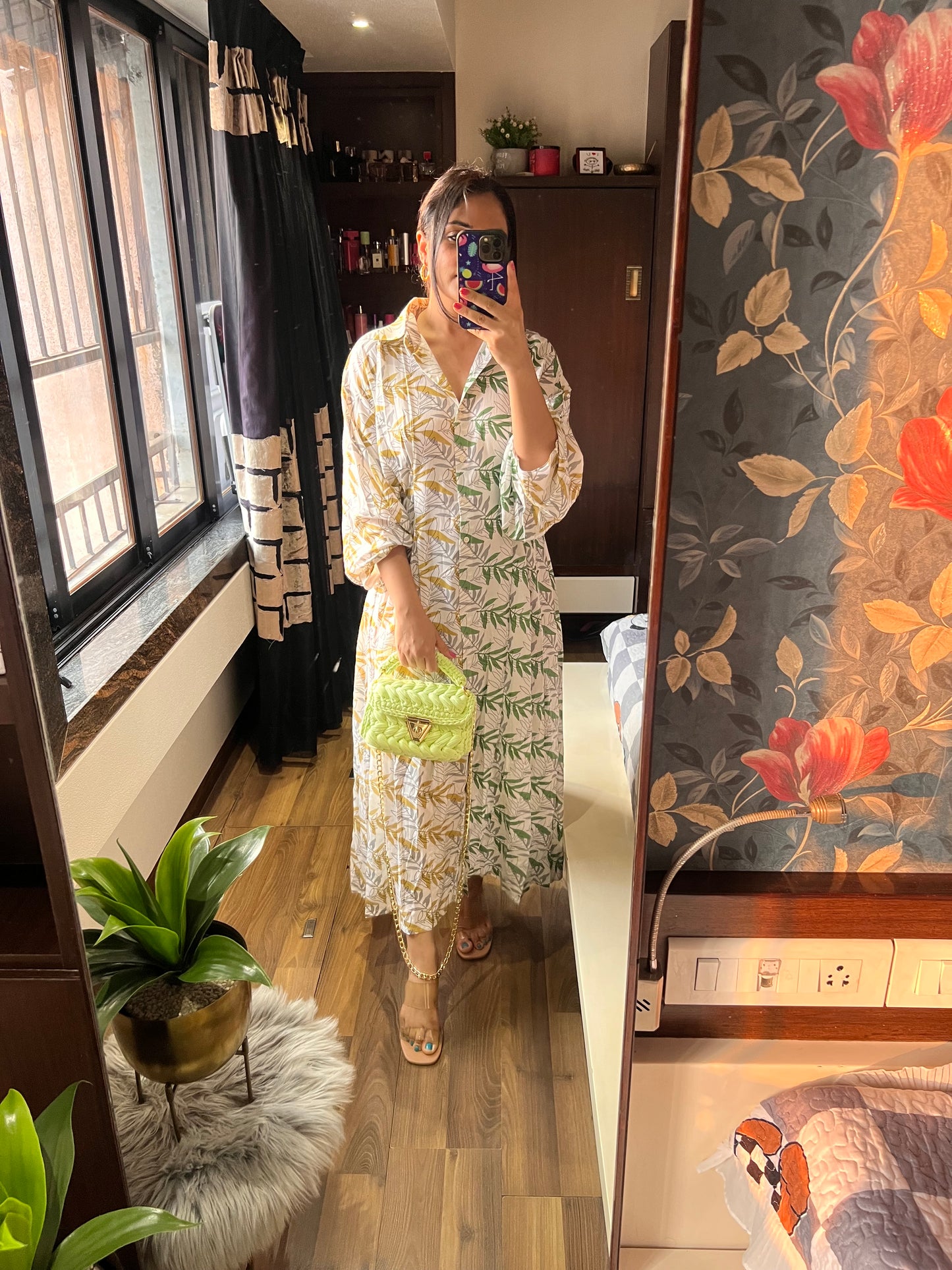 Leafy brunch dress