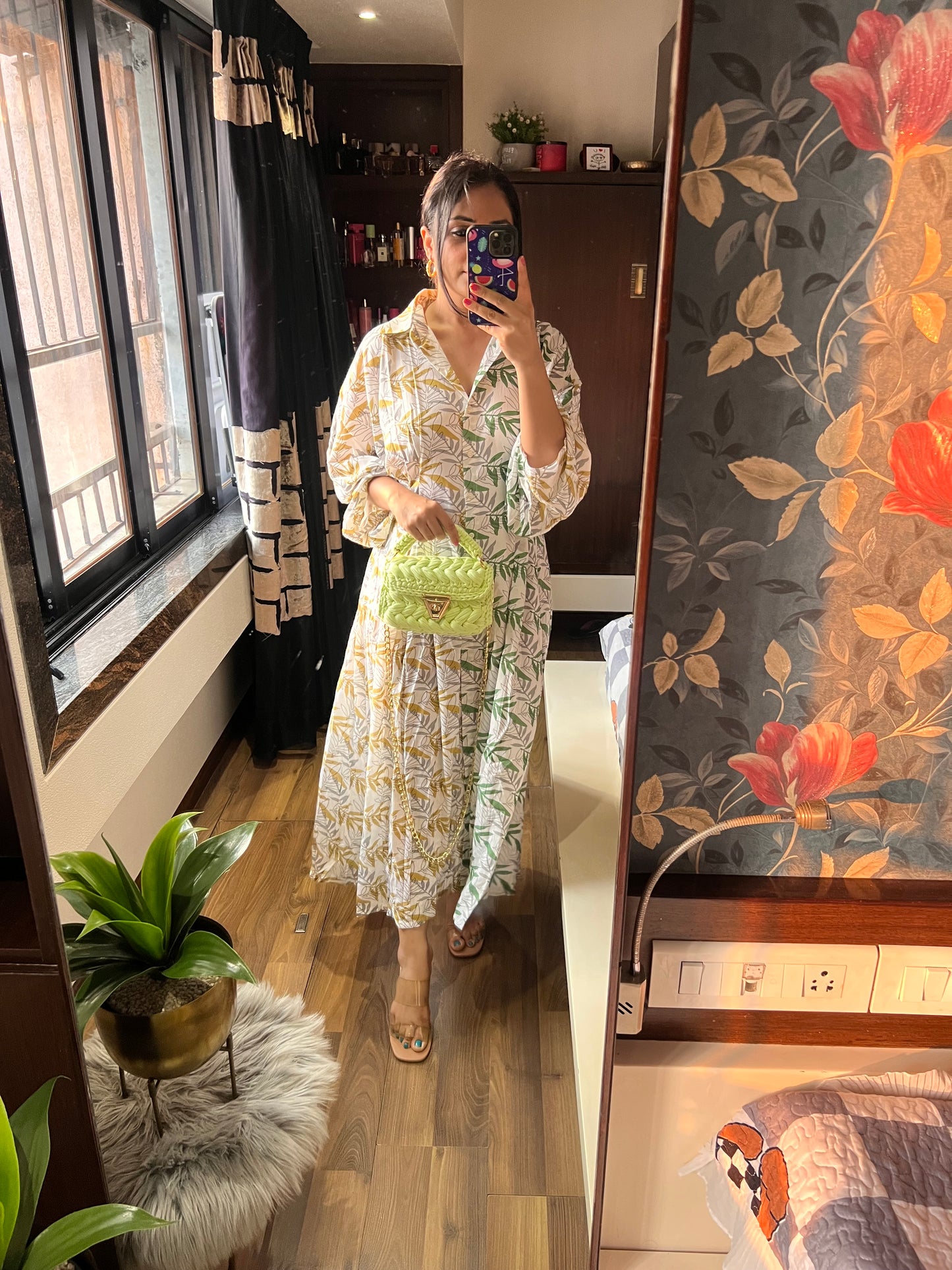 Leafy brunch dress