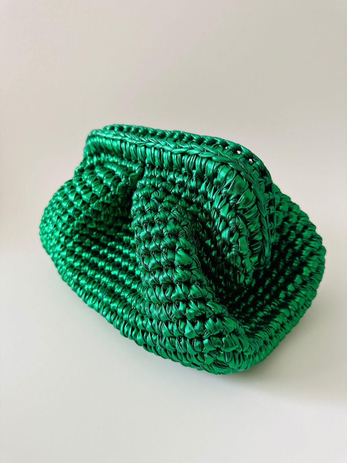 Bottega emerald green crochet clutch