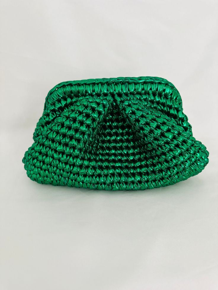 Bottega emerald green crochet clutch