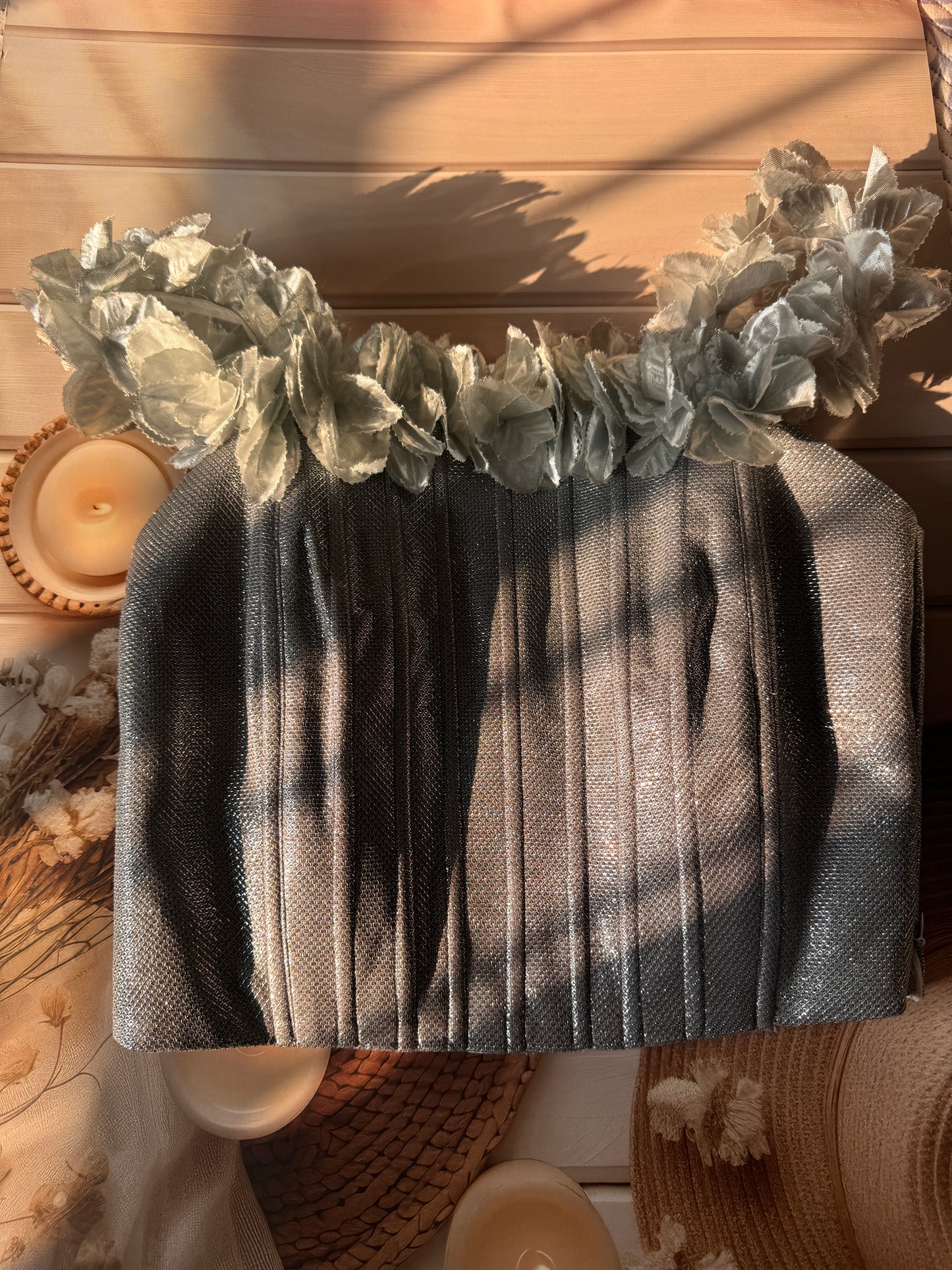 Silver dramatic corset