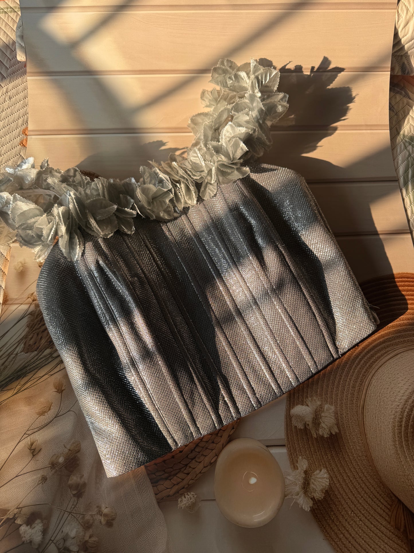 Silver dramatic corset