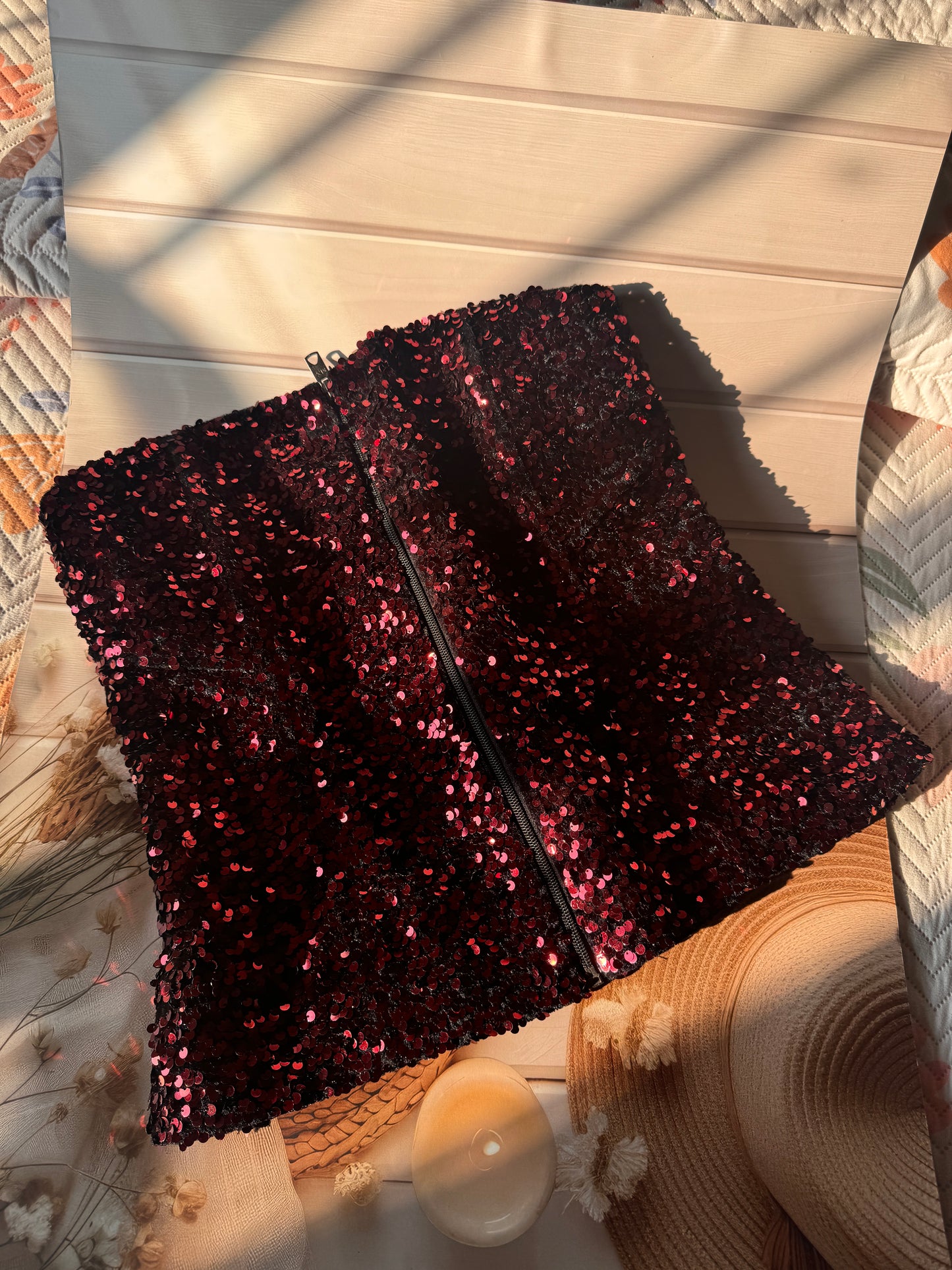Red sequins corset