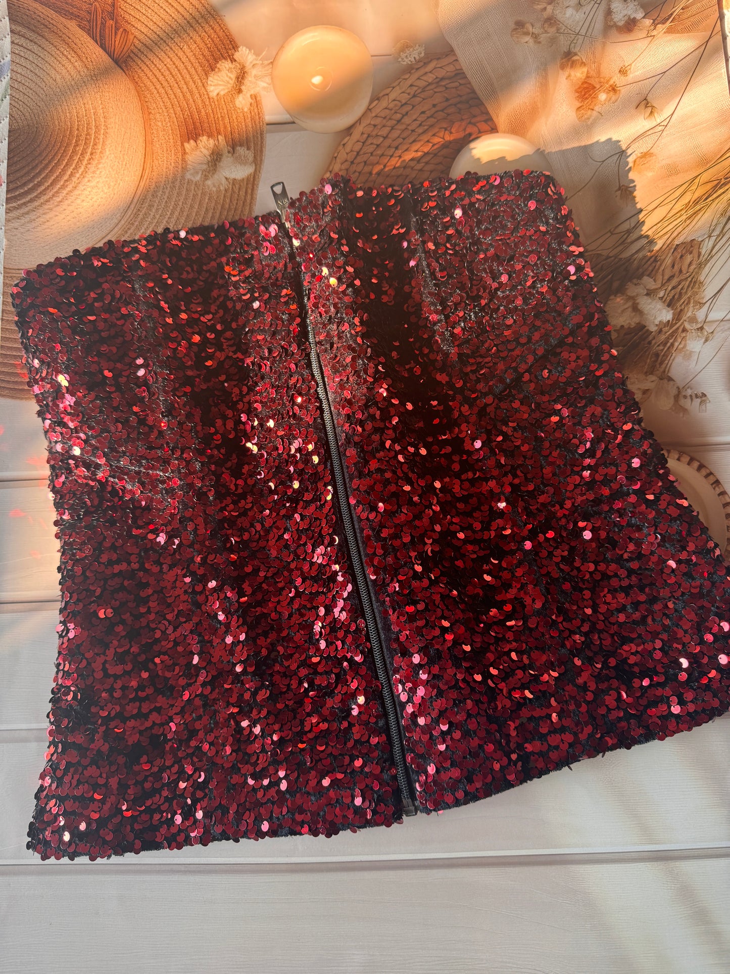 Red sequins corset