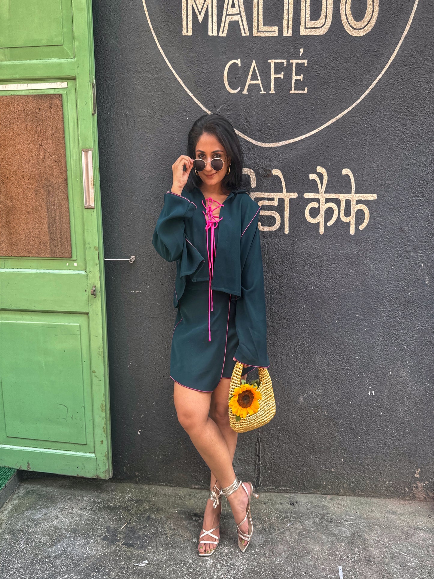 The coffee shop set in green