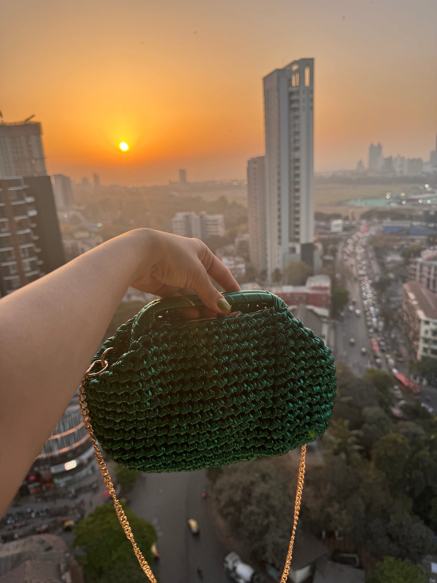 Summer time gladness bottega emerald green bag