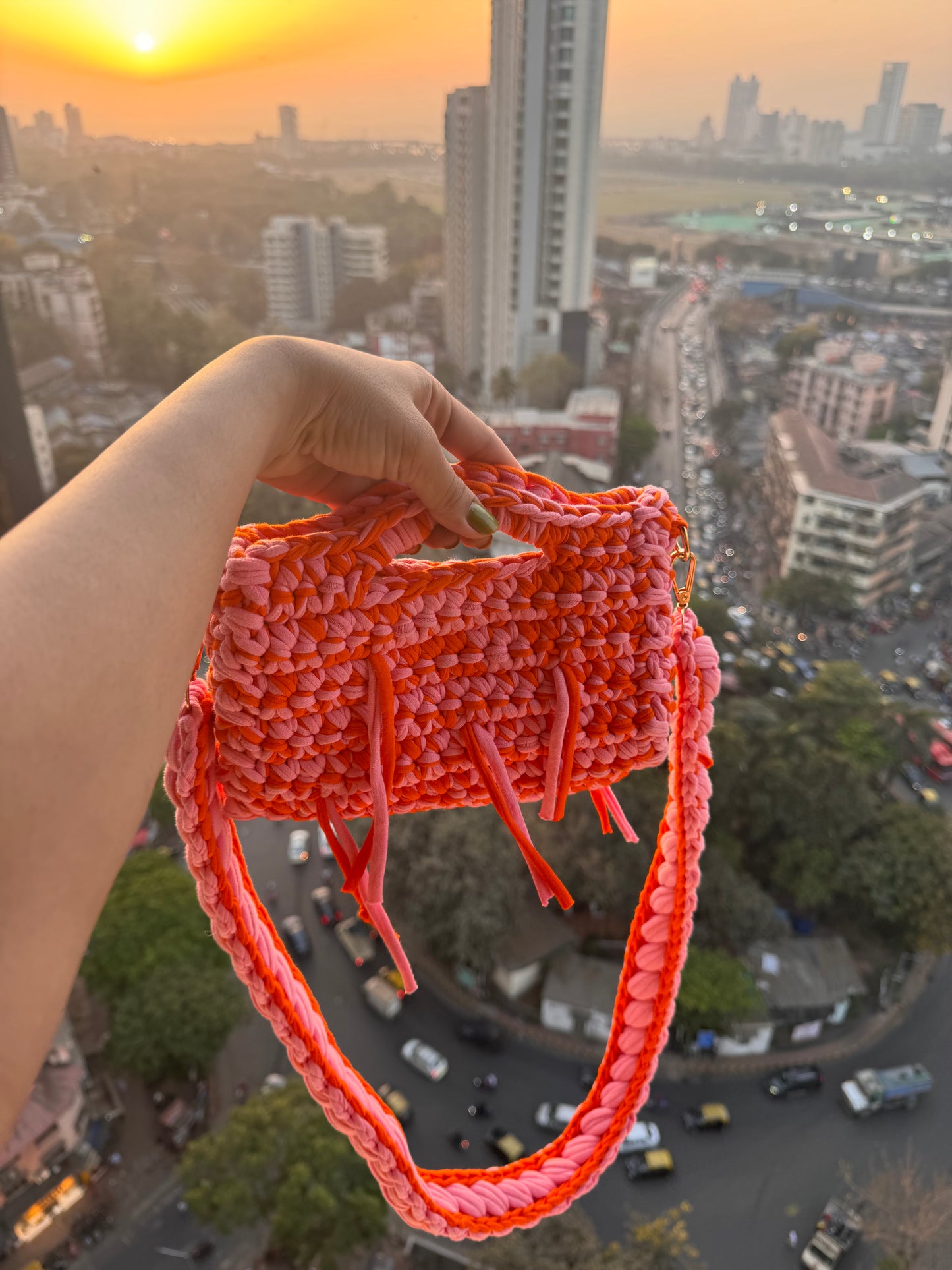 Summer time gladness big strap cross body crochet bag