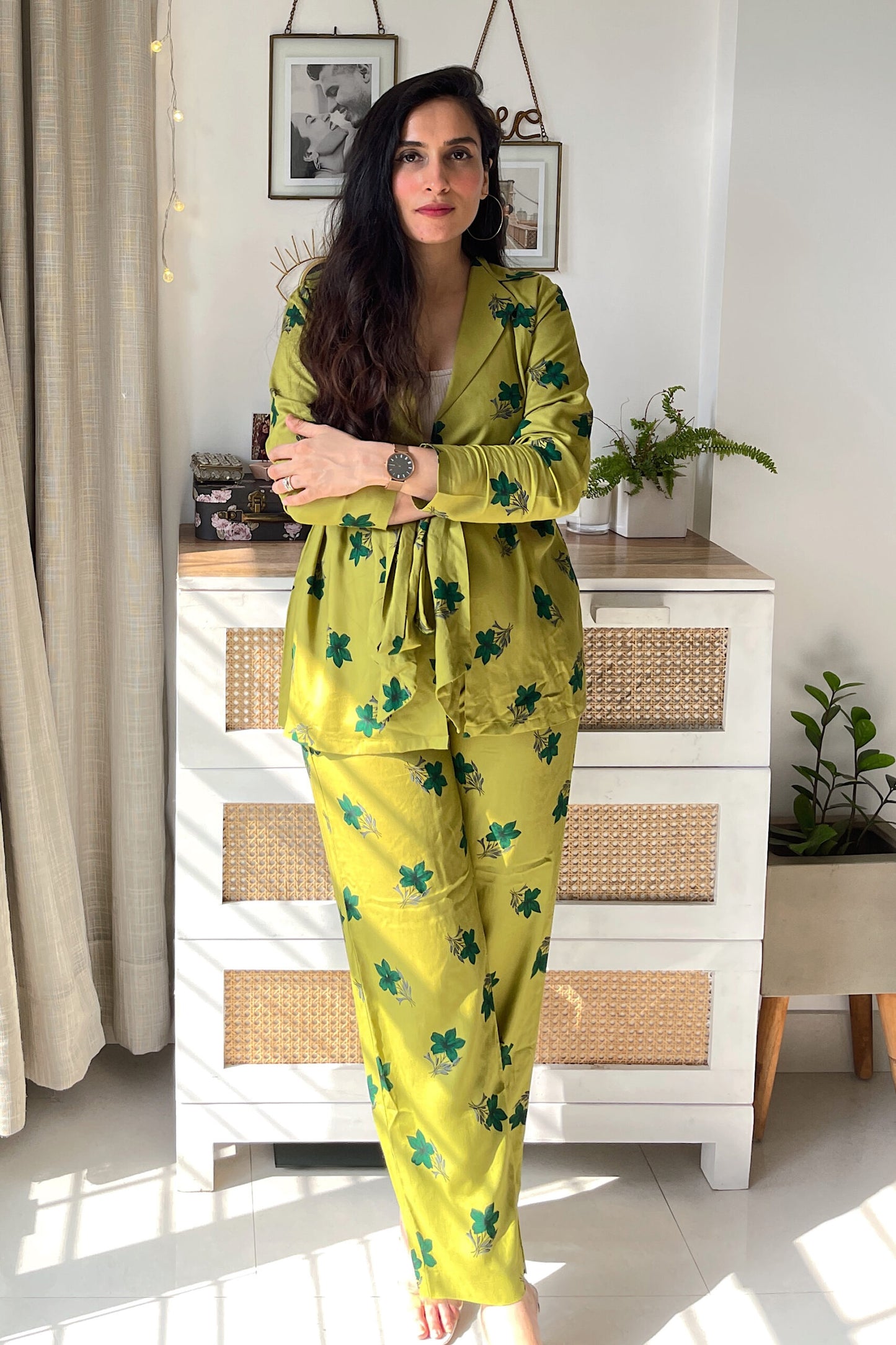 Green Tie Around Pant Suit