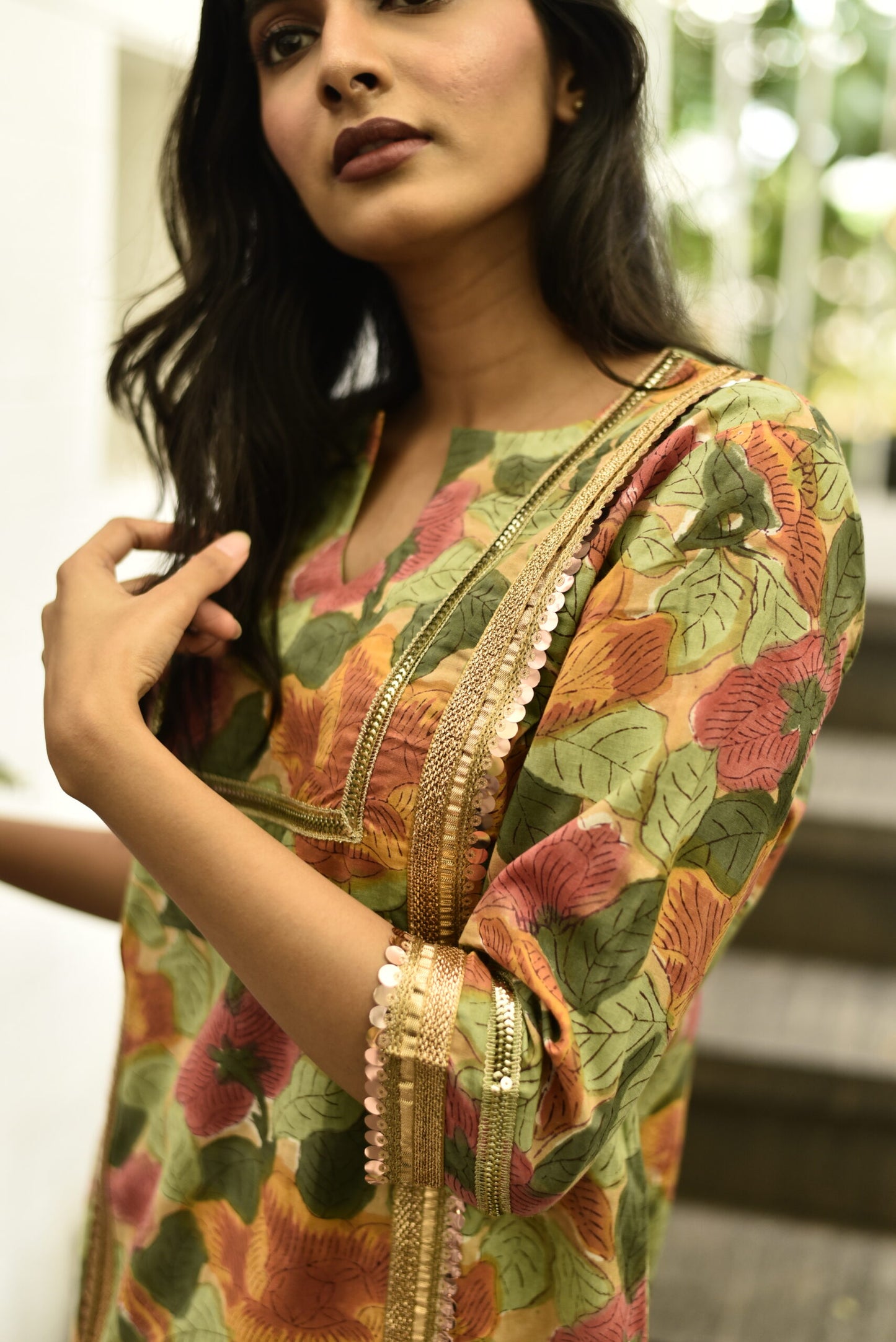 Handblock kurta dhoti set