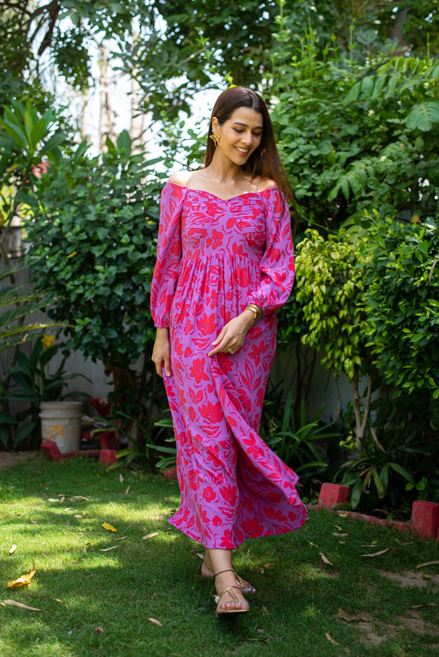 Abstract Floral Maxi Dress