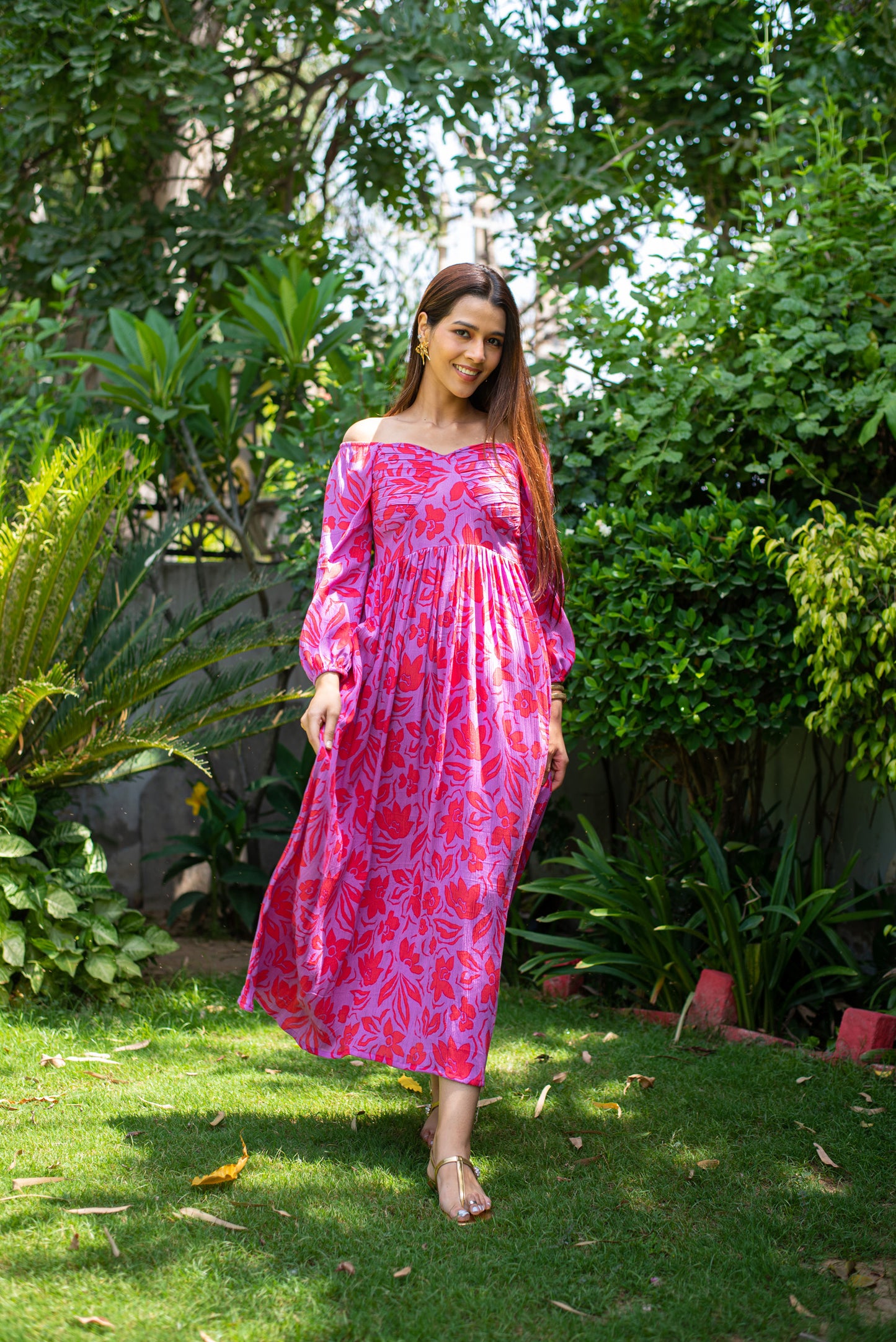 Abstract Floral Maxi Dress