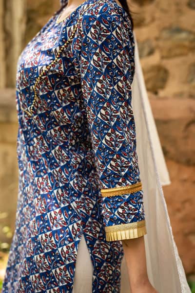 Blue Printed Kurta Set