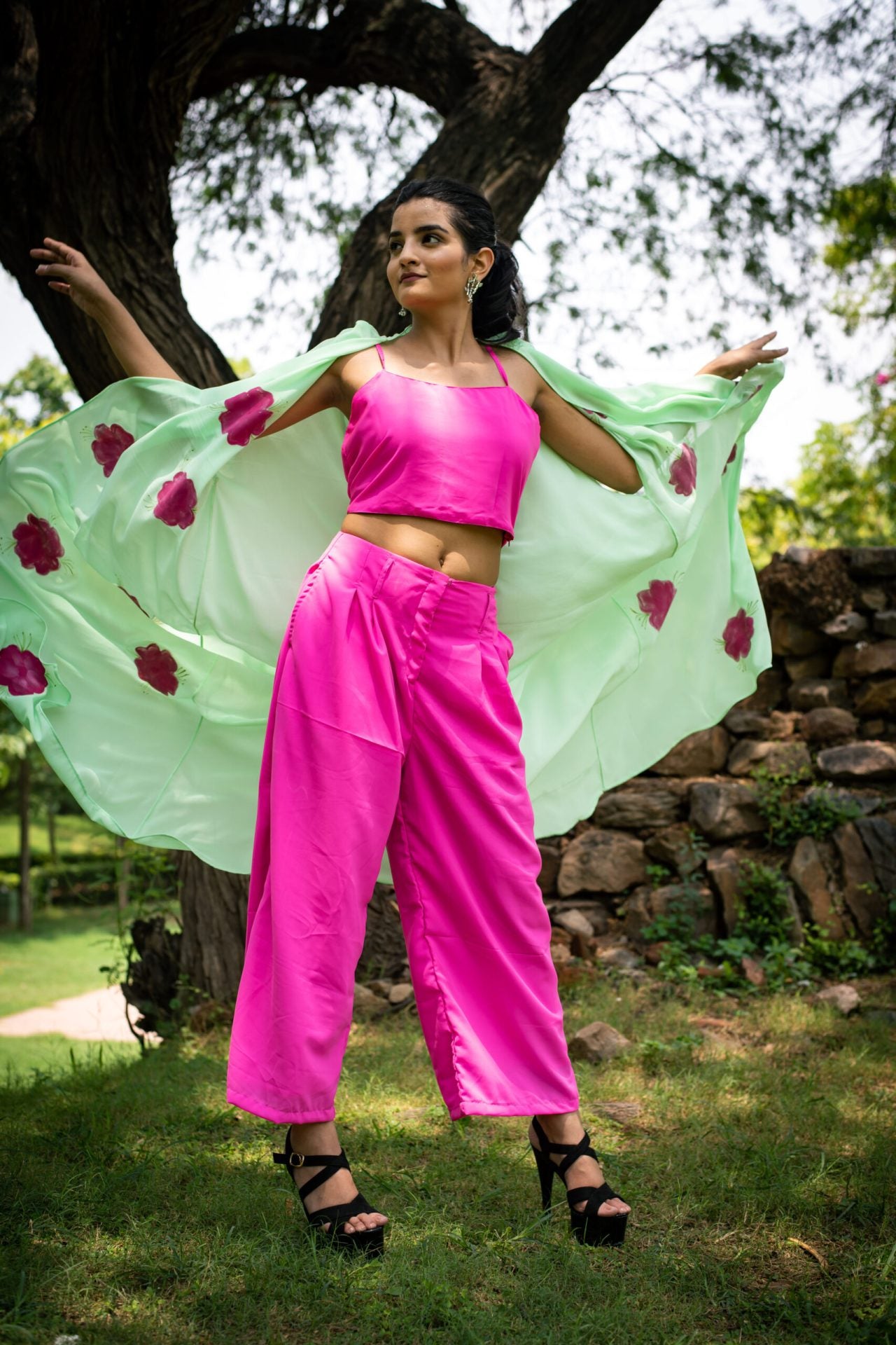 Pink Co-ordinate set with cape
