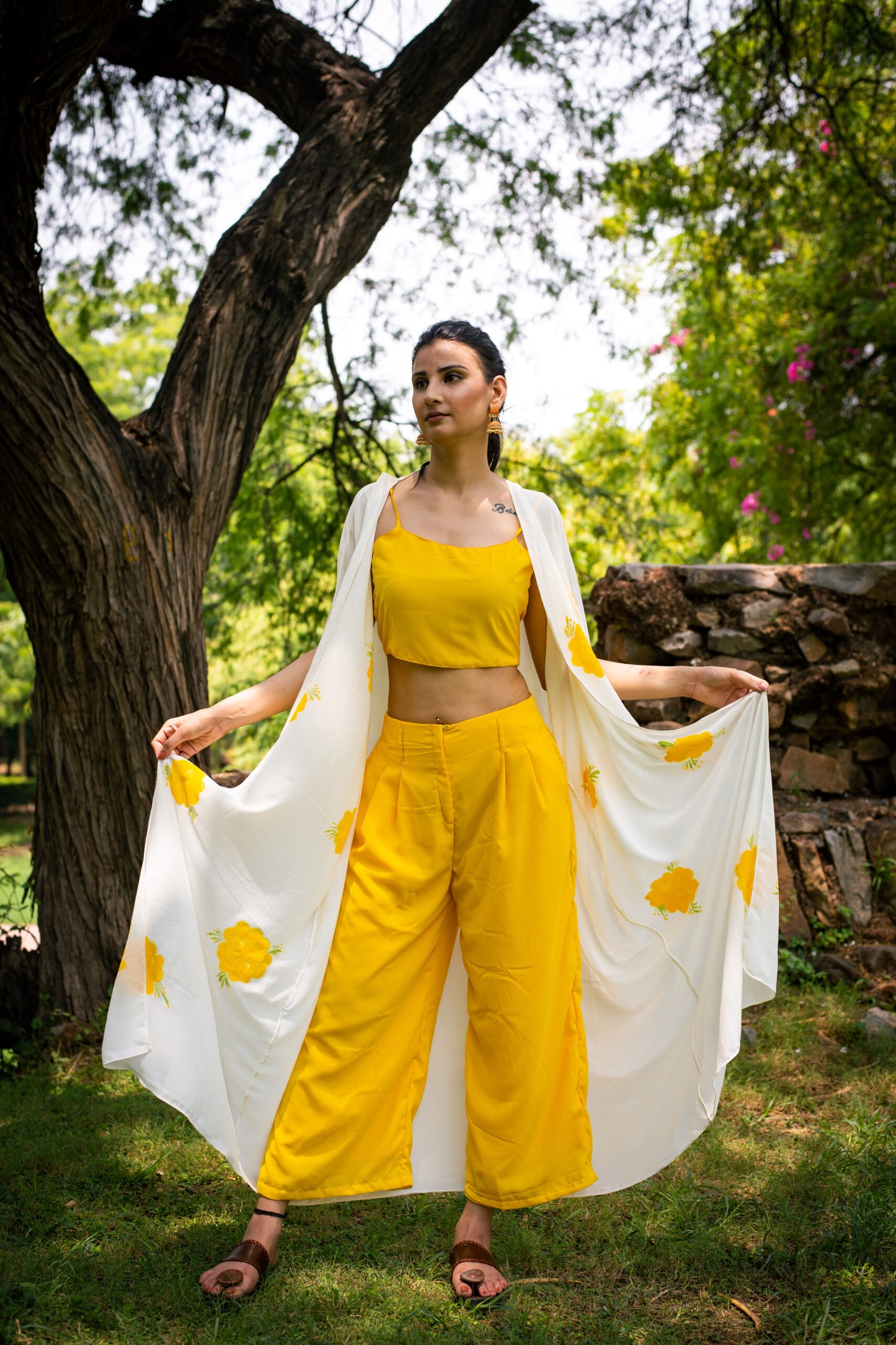 Yellow Co-ordinate set with cape