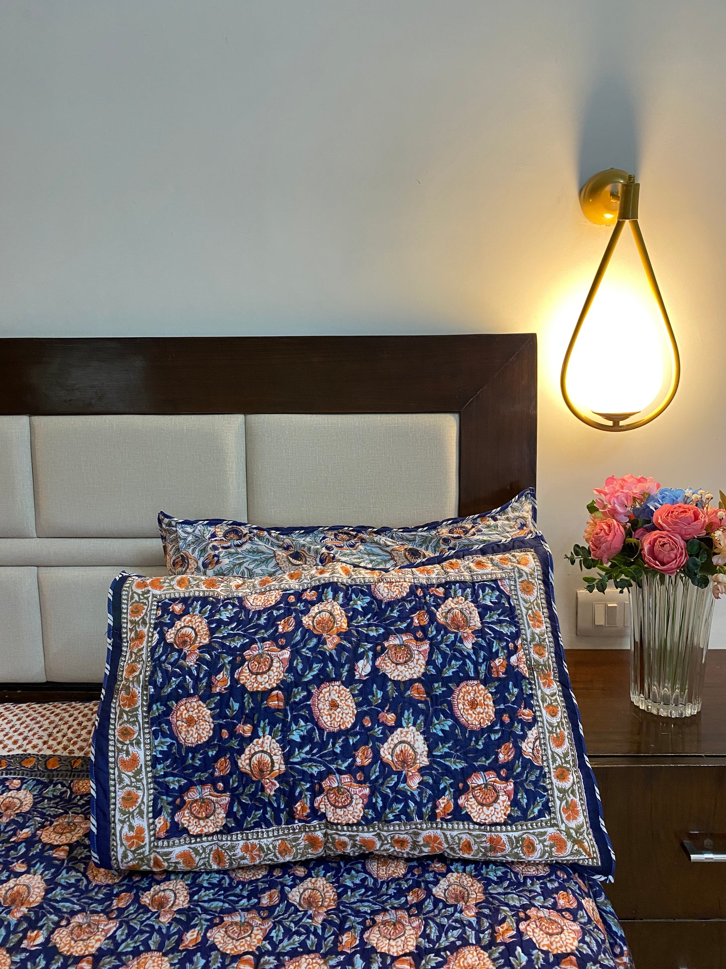 Neel Amber Quilted Handblock Printed Bedcover