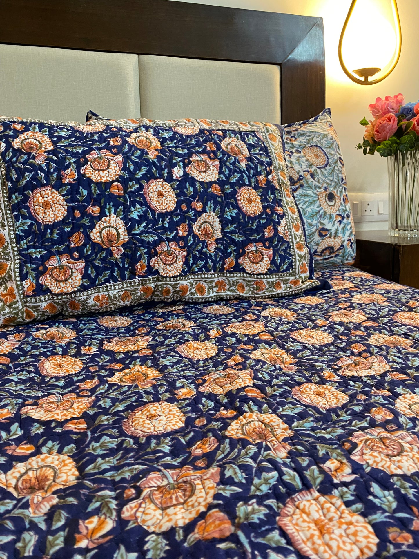Neel Amber Quilted Handblock Printed Bedcover