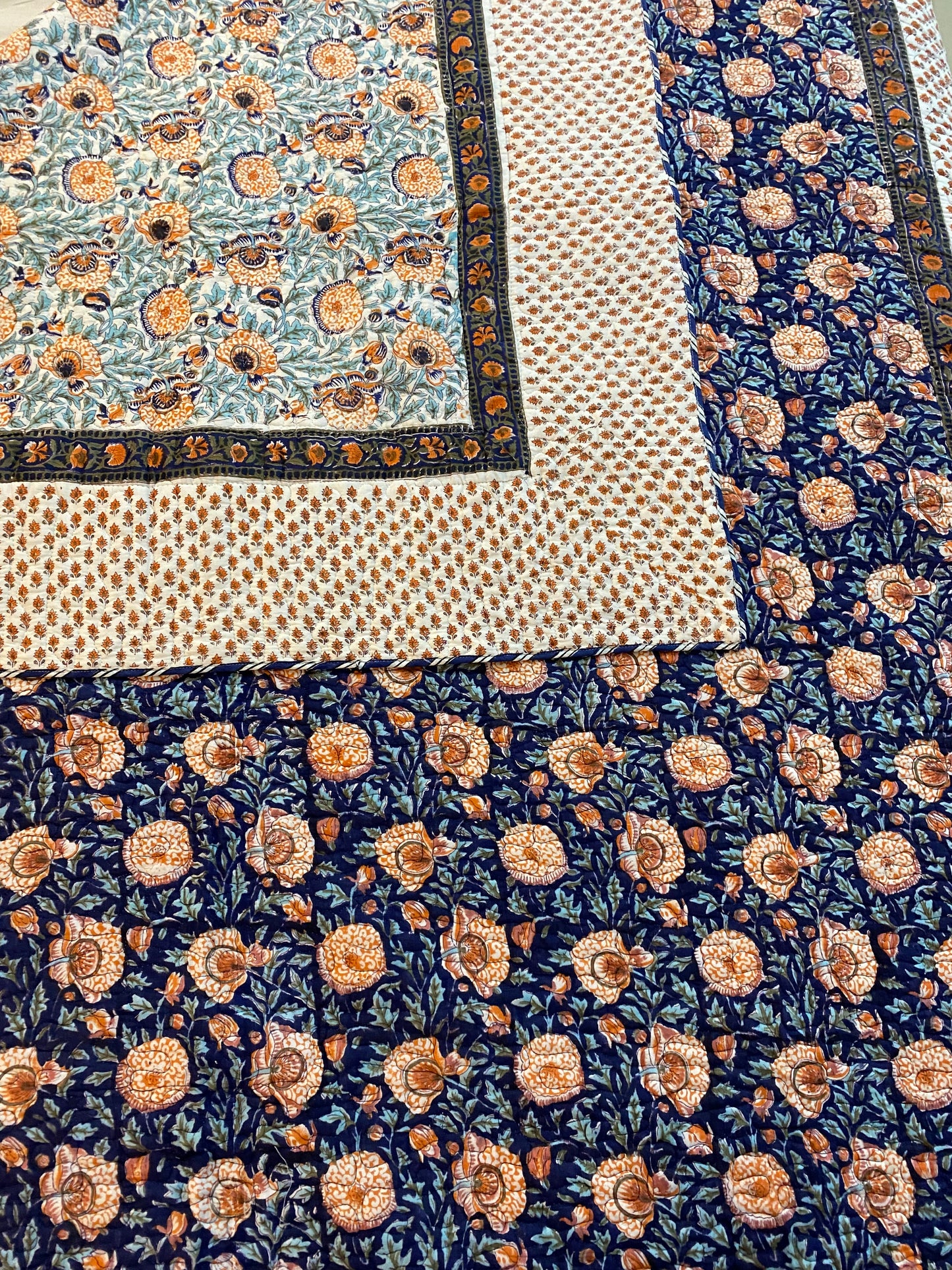 Neel Amber Quilted Handblock Printed Bedcover