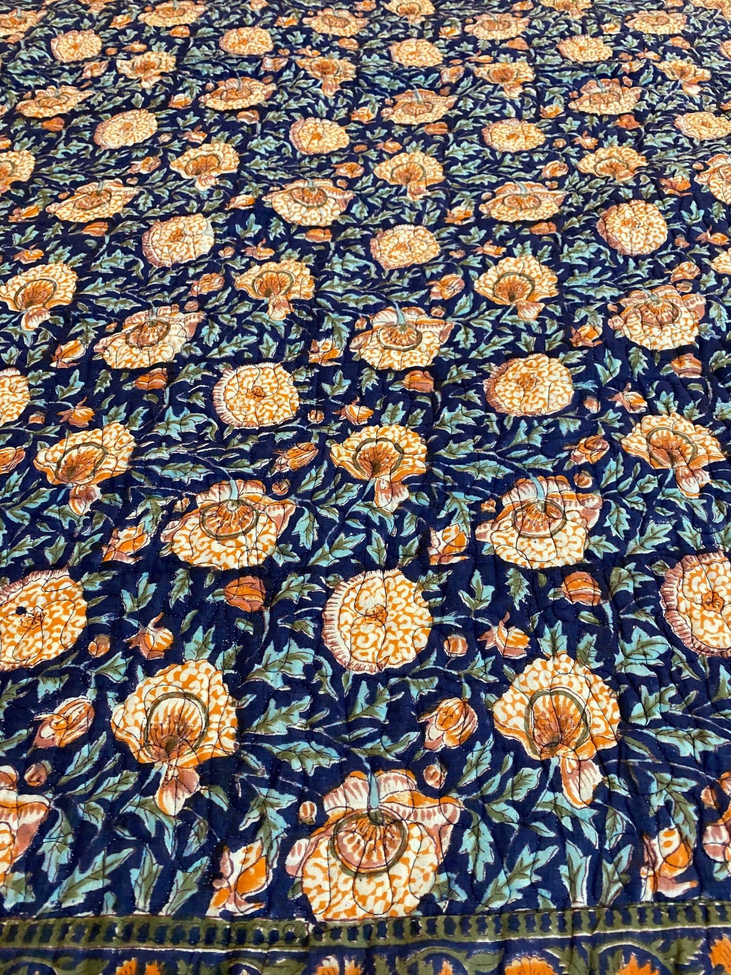 Neel Amber Quilted Handblock Printed Bedcover
