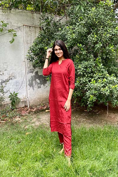 Rose Red kurta set