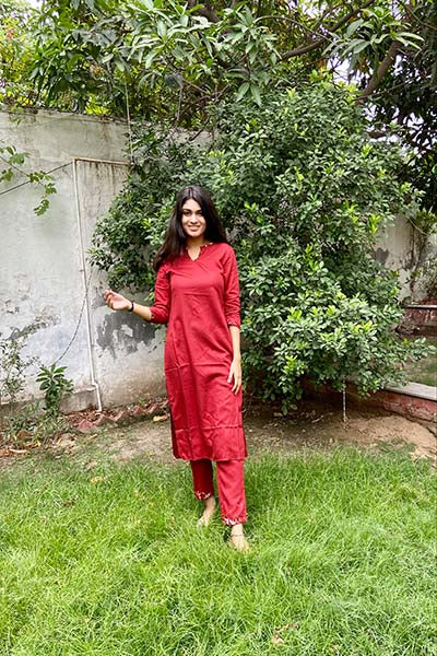 Rose Red kurta set
