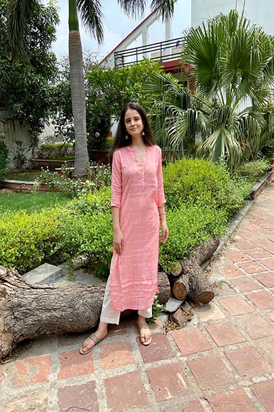 Pink Casual Kurta