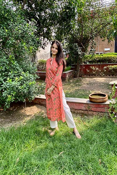 Orange Jaal kurta