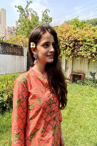 Orange Jaal kurta