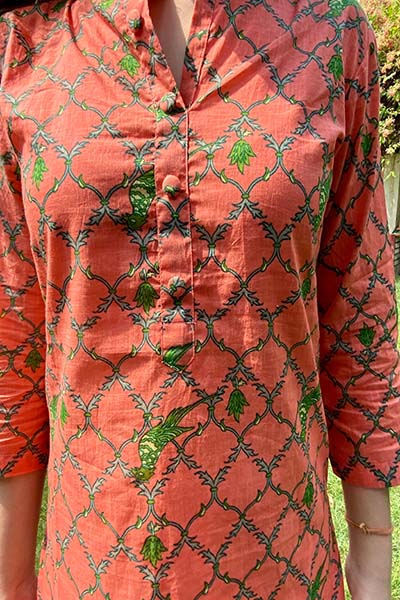 Orange Jaal kurta