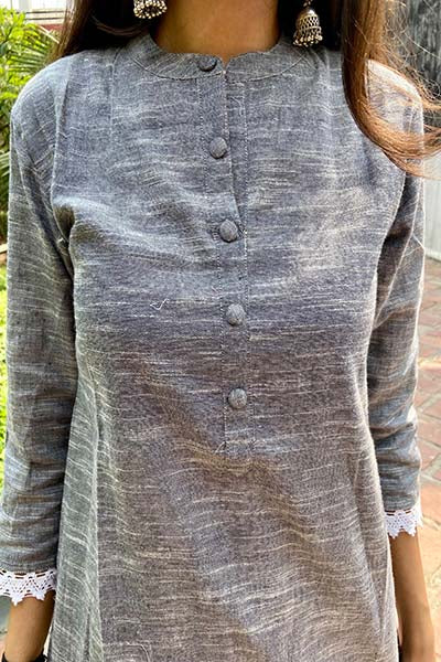 Grey Casual kurta with lace