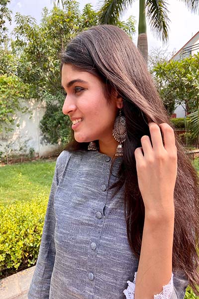 Grey Casual kurta with lace