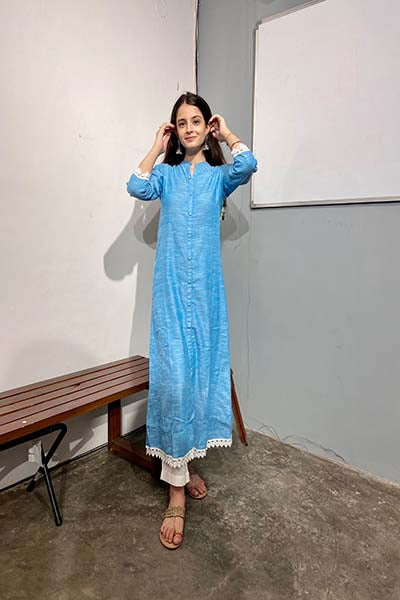 Blue Casual kurta with lace