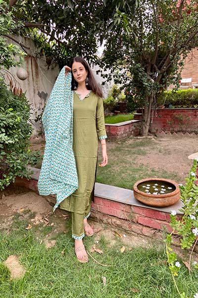 Olive Green Kurta Set
