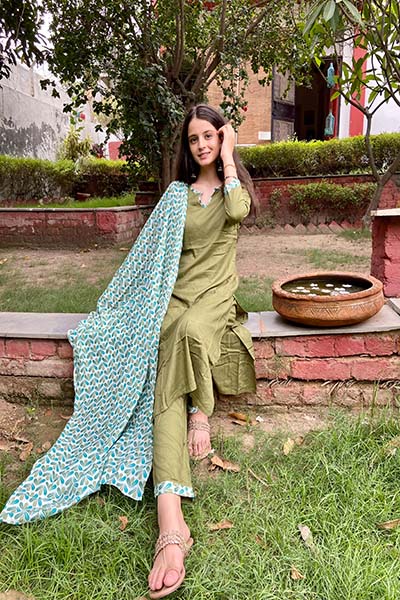 Olive Green Kurta Set