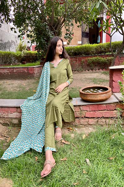 Olive Green Kurta Set