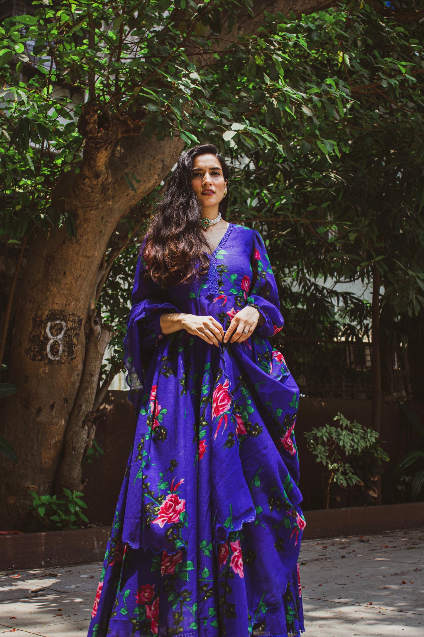 Royal Blue Pink Anarkali