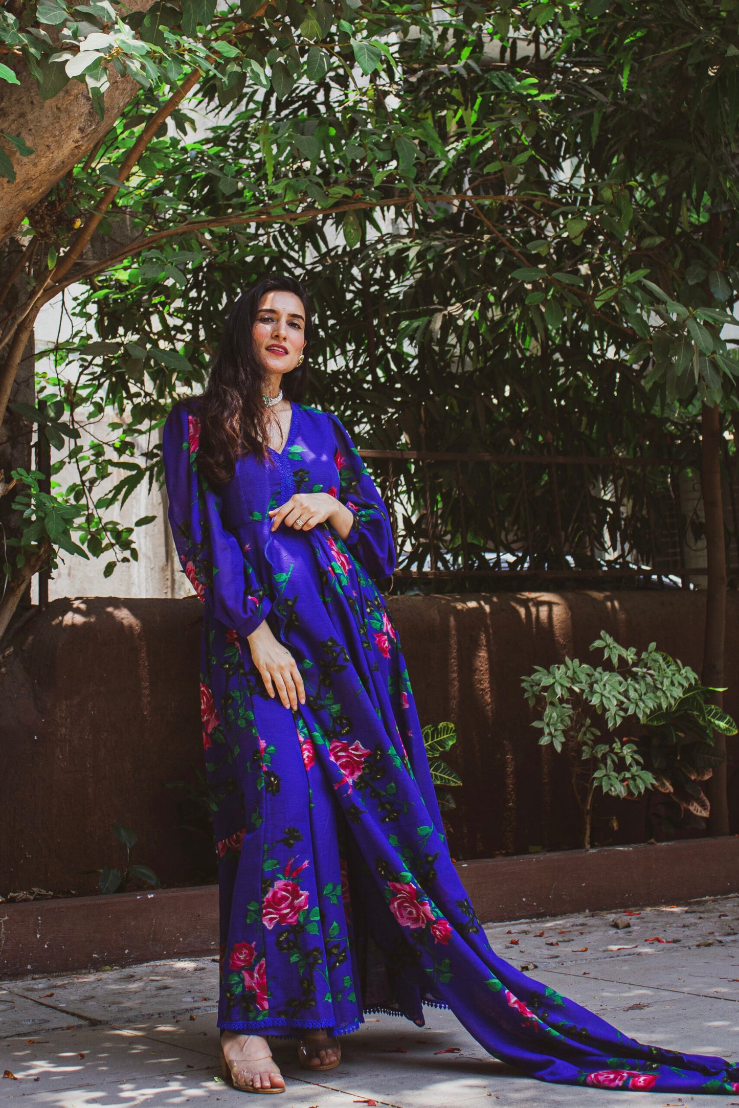 Royal Blue Pink Anarkali